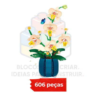 Orquídeas Rosa e Amarela com Vaso | 606 peças
