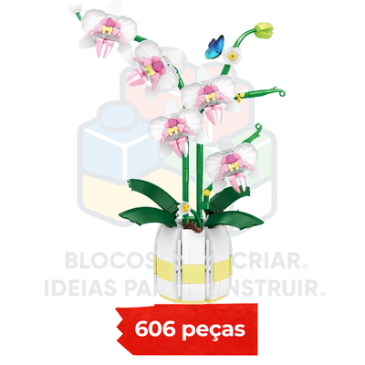 Orquídeas Branca e Rosa com Vaso | 606 peças
