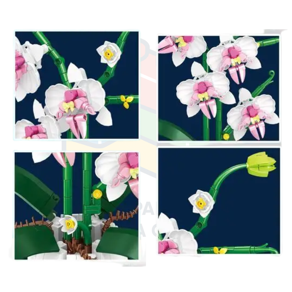 Orquídeas Branca e Rosa com Vaso | 606 peças